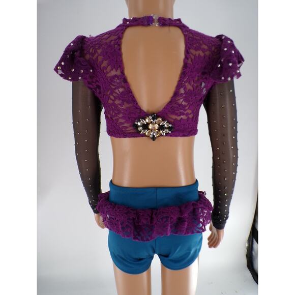 Dance Costume Reverence Small Child Teal Jazz Contemporary Long Sleeve Pageant - Picture 9 of 11